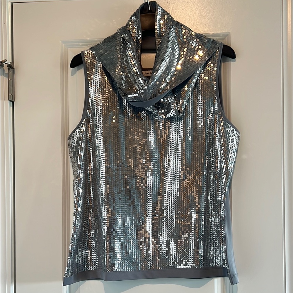 Joan Rivers Metallic Silver Tank Top with Scarf